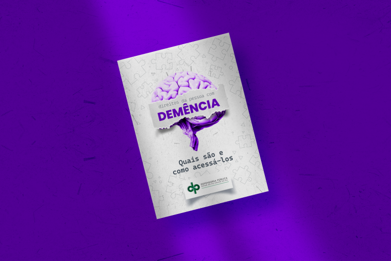 cartilha direitos pessoa demência, em fundo roxo