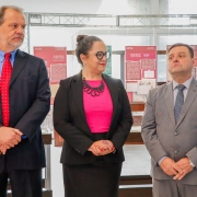 Foto geral da subdefensora pública acompanhando a abertura do evento