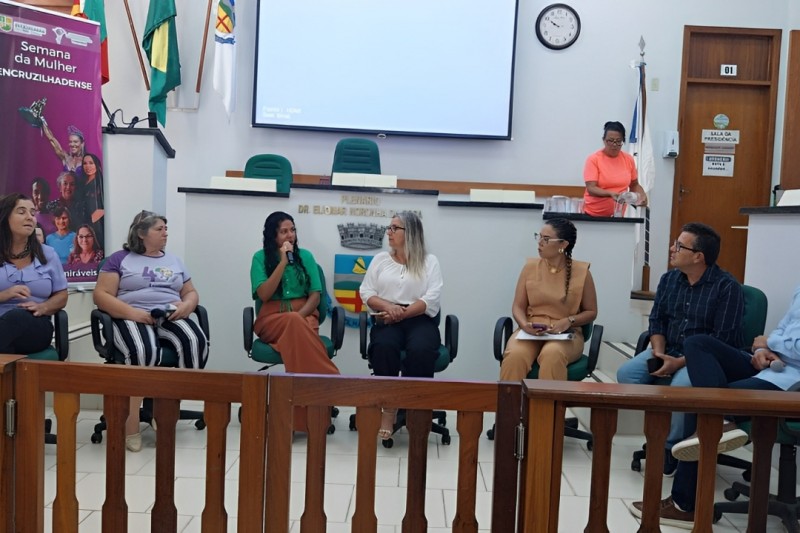 Defensora Reyjane de Oliveira Muniz palestrando em Câmara de Vereadores de Encruzilhada do Sul